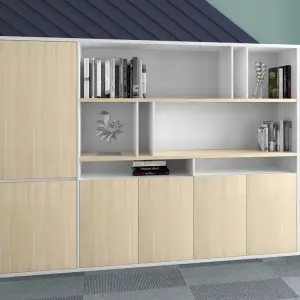 Wooden Office Storage Cabinet with Locking System & Elegant Design for Modern Corporate Interiors