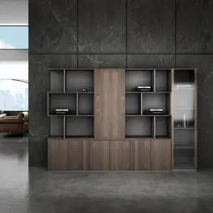 Wooden Office Storage Cabinet with Multiple Storage Shelves, Lockable Doors, and Stylish Finish