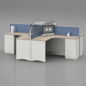 Modular Office Workstation 4 Persons Office Desk Cubicle Commercial Table Computer Desk for Staff