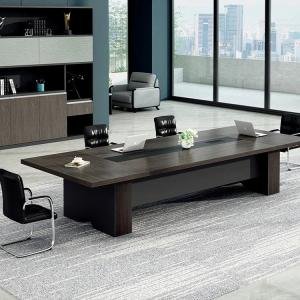 Conference Meeting Table Luxury Design Made in Plyboard with Two Wire Manager and 10 Person Meeting Table-Wenge Brown