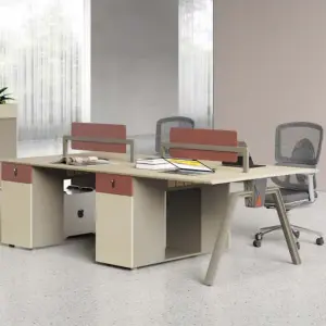 Modern Office Workstation Table with Storage Drawer, Privacy Divider Panel and Cable Management, Contemporary MDF Office Desk