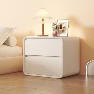 2 Drawers Bedroom Side Tables End Table Side Table with Metal Legs Wood Bedside Chest Easy to Clean/Assembly Bedside Tables,Beige,50x40x48cm +
