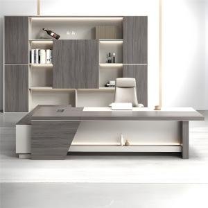 L-Shape Executive Computer Desk with Cable Management - Modern Writing Table with Storage Shelves