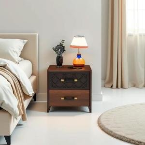 Bed Side Table | Elegant Melamine Finish | Space-Saving Compact Design | Features Generous Storage Drawers | Ideal for Bedroom Organization | Wood Bedside Table