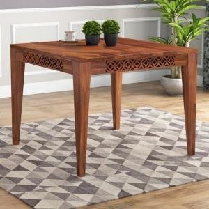 Sheesham Wood 4 Seater Dining Table Only for Dining Room | Wooden Only Dining Table Without Chairs for Home & Kitchen | Solid Wood Dinner Table for Restaurants