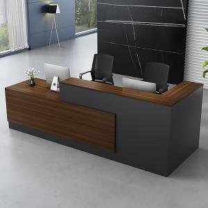 Front Counter Desk with Open Shelves, Reception Counter Desk with Lockable Drawers,Modern Retail Counter Computer Desk Reception Table for Salon Lobby Hotel Checkout Office