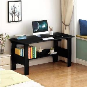 WS Engineered Wood Office Table, Work from Home Table with Shelf for Storage (DIY, 1100 x 550 x 800 cm, MOOT-10001Large (Midnight Black)
