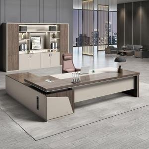 The Furniture Co Director & Executive L-Shape Office Table Luxury Desk Made in Particle Board with Side Unit Locking Drawer and Storage Wire Manager & CPU Storage
