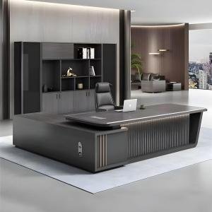 The Furniture Co Director & Executive L-Shape Office Table Luxury Desk Made in MDF with Side Unit Drawer and Storage Wire Manager & CPU Storage
