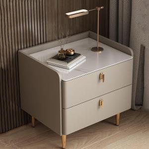 Bed End Table Modern Solid Wood, Nightstand with 2-Drawer, Night Stand Silent Rail Furniture, Minimalist And Practical Bedroom End Side Table (Color : Light gray, Size : 40x40x45cm)