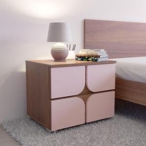 Engineered Wood | Bedside End Table with 2 Drawer Storage | Night Stand for Bedroom Living Room Home | Premium Craftmanship