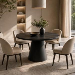 Solid Round Wooden Dining Table | Solid Mango Wood Dining Table for  Restaurant