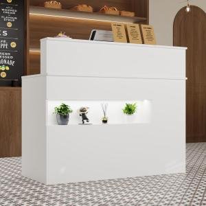 Reception Cabinet, Reception Desk, Shop Desk, Sales Desk, with Keyboard Drawer, Reception Cabinet, White