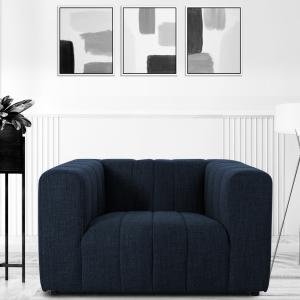 Febonic Lara Fabric 1 Seater Sofa In Denim Blue Colour