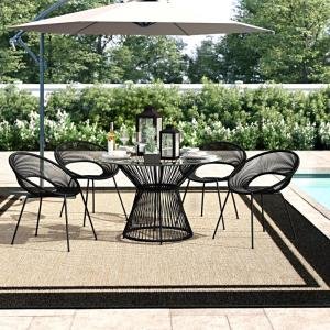 Outdoor Patio Dining Set 4 Chairs and 1 Table (Black)
