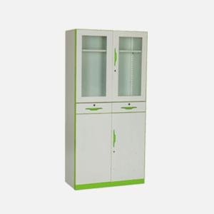 Steel Almirah, 2 Glass Doors, 2 Steel Doors & 2 Drawers, Adjustable Shelf, Thickness 0.8mm