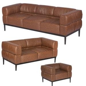 Sofa, Wooden Frame, Powder Coated Pipe Leg, Seat Back Leatherite Tapestry
