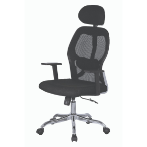 High Back Mesh Chair Adjustable Armrest Tilt Mechanism, Chrome Base