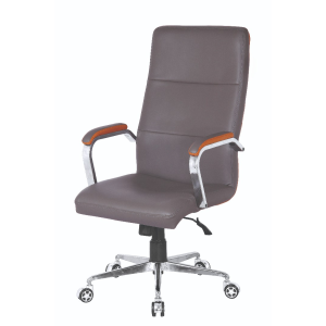 High Back Chair, Stainless Steel Armrest Chrome Base, Alloy Wheel, Tilt Mech.