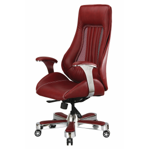 Executive Boss Chair PVC Leather Upholstered with Aluminium Base - Red