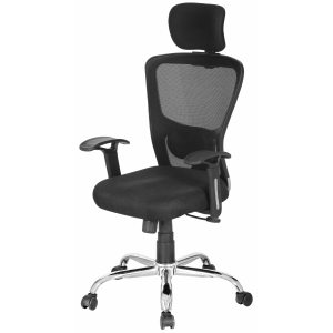 360' Rotation with Adjustable Height Push Back High Back Mesh Chair for Office Work/Shop (Black)