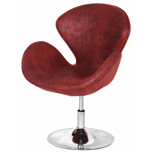 Leatherette Swivel Lounge Chair in Red