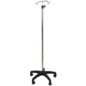 Steanless Steel Glucose And Saline Stand with 2 Unbreakable Hooks for Hospital, Nursing Home & Clinic