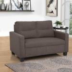 2 Seater Fabric Sofa In Dark Saddle Brown Colour