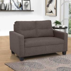 2 Seater Fabric Sofa In Dark Saddle Brown Colour