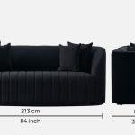 3 Seater Fabric Sofa In Black Color
