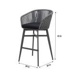 WS Outdoor Bar Chair 1 Garden Patio Bar stool For Balcony Chair (Dark Grey)