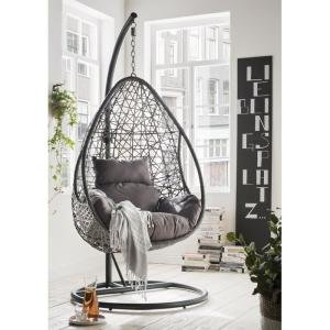 Edmondo Single Seater Hanging Swing With Stand For Balcony , Garden Swing (Dark Brown)
