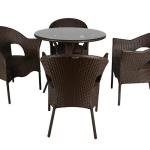Ace Outdoor Patio Seating Set 4 Chairs and 1 Table Set (Dark Brown)