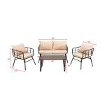 Blog Outdoor Sofa Set 2 Seater , 2 Single seater and 1 Center Table Set (Black + Beige)