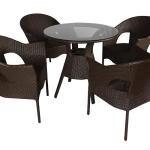 Ace Outdoor Patio Seating Set 4 Chairs and 1 Table Set (Dark Brown)