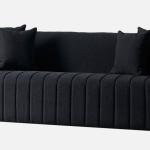 3 Seater Fabric Sofa In Black Color