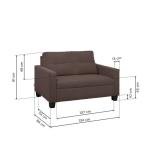 2 Seater Fabric Sofa In Dark Saddle Brown Colour