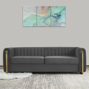 Home Lifestylez Belfast 3 Seater Velvet Sofa In Grey Color