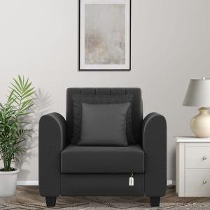 Febonic Cosmic Fabric 1 Seater Sofa In Charcoal Grey Colour
