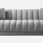 3 Seater Velvet Sofa In Grey Color