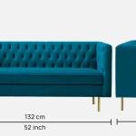 Caraven 2 Seater Velvet Sofa In T Blue Color