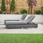 WS Outdoor Swimming Poolside Lounger Set of 2 (Black + Grey)