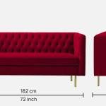 3 Seater Velvet Sofa In Maroon Color