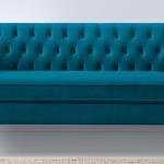 Caraven 2 Seater Velvet Sofa In T Blue Color