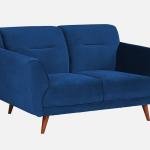 2 Seater Velvet Sofa In Navy Blue Color