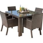 Napolitano Outdoor Patio Dining Set 4 Chairs and 1 Table (Brown)