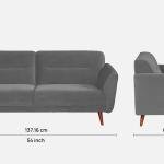 2 Seater Velvet Sofa In Grey Color