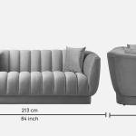 3 Seater Velvet Sofa In Grey Color
