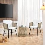 Rapid Outdoor Patio Seating Set 2 Chairs and 1 Table Set (Cream) Braided & Rope