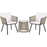 Rapid Outdoor Patio Seating Set 2 Chairs and 1 Table Set (Cream) Braided & Rope